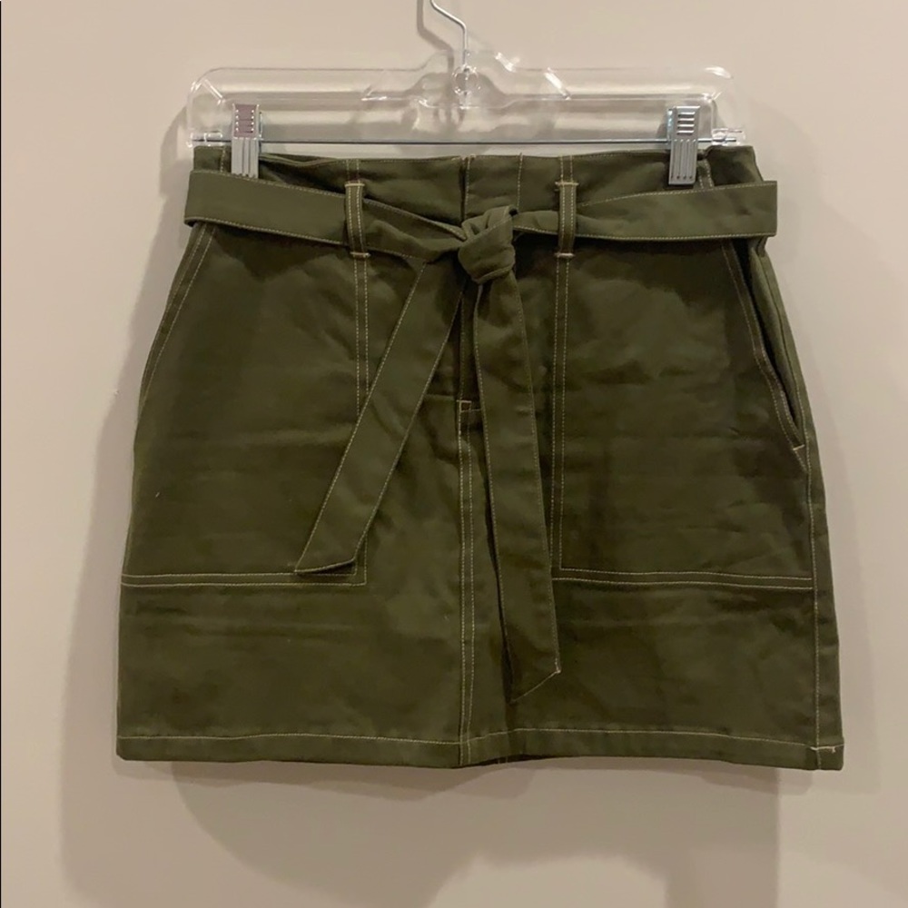 Super down tie front mini skirt